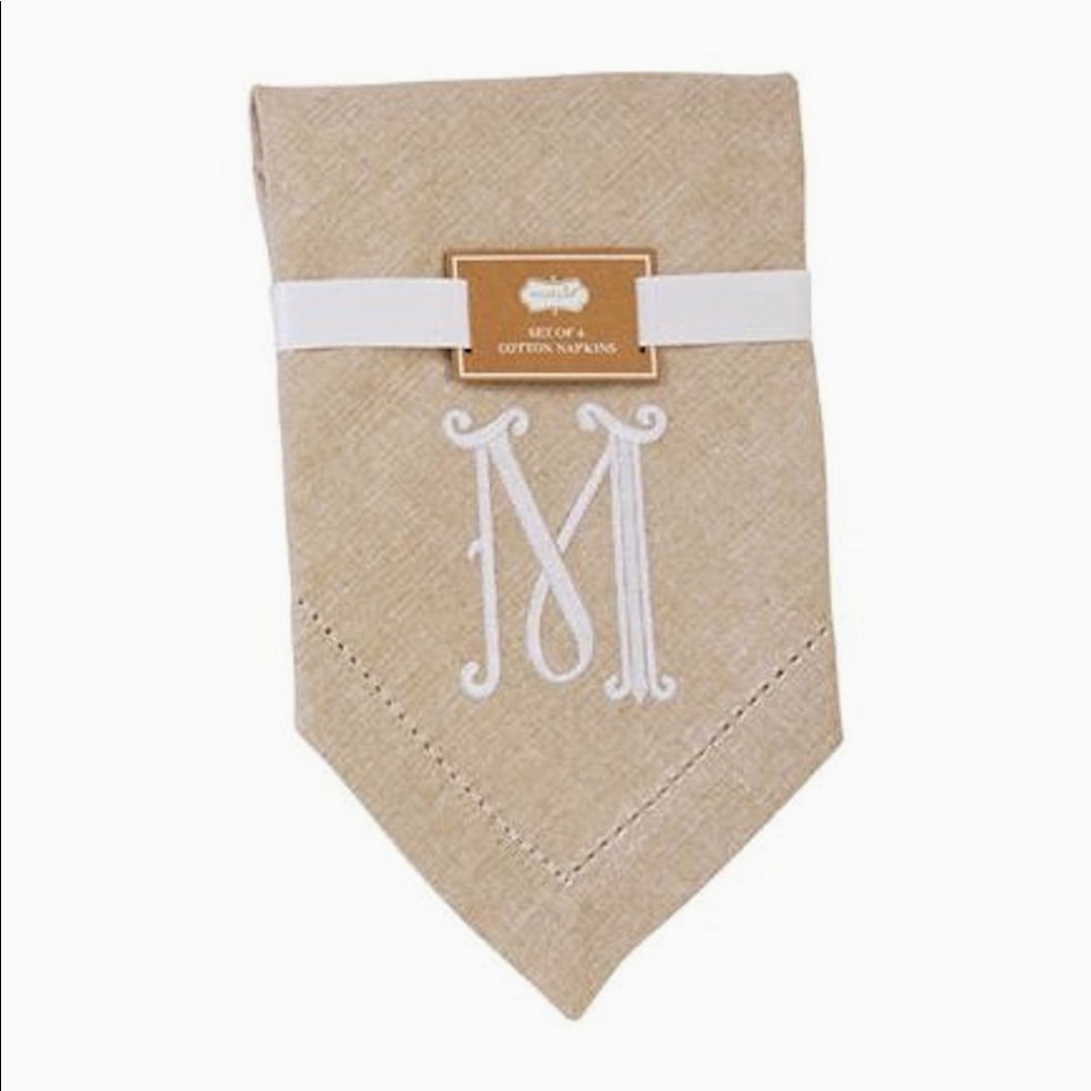 NWOT Mud pie M monogram napkins, set of 4